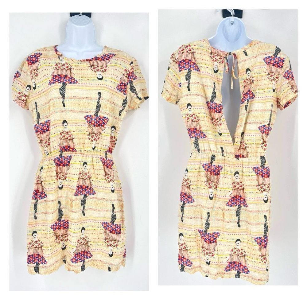 Paul & Joe Sister Women's Printed Open Back‎ Shirt Dress Multi-Color Size 6